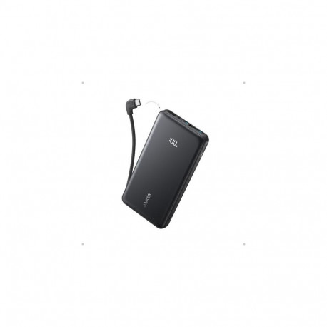 Anker Zolo Power Bank, 10,000mAh Portable Charger 22.5W Output with Built-in USB-C Cable, Black