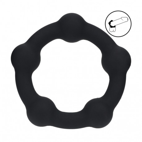 Beaded Silicone Cockring - M - 35mm - Black