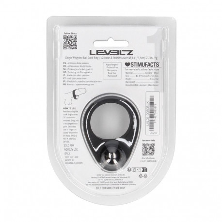 Liquid Silicone Single Weighted Ball Cockring - Black