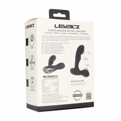 Vibrating and Tapping Silicone Prostate Massager with Ball Stimulator - Black
