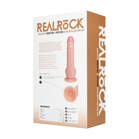 Vibrating and Rotating Straight Cock with Balls - 8 / 20,5 cm - Flesh