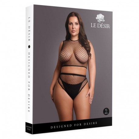 OSX komplekt 2-osaline croptop ja aluspüksid, võrkmustriga, must