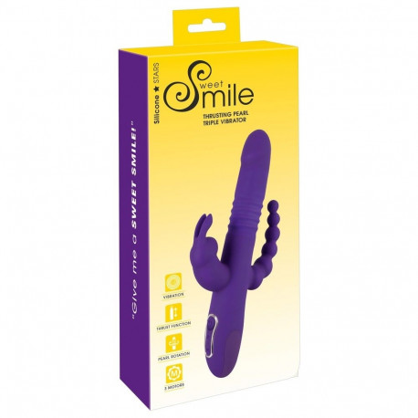 Sweet Smile vibrator tõukefunktsiooniga ja anaalhelmestega 24,8cm