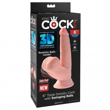 King Cock dildo kolme tihedusega 3D imekupiga 15,2cm