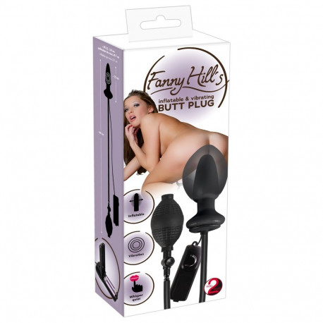 Fanny Hill's anaalplug 12cm lateksist pumbatav vibreeriv, must