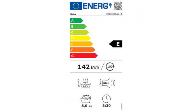 Midea kuivati MD110H80/W-HR energiaklass E eeslaadimisega 8kg soojuspumbaga LED-iga sügavus 60cm, va