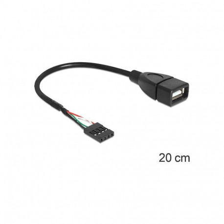 USB 2.0 kaabel 4-pin header > USB-A pesa 20cm, must