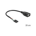 DeLOCK USB 2.0 (gniazdko) na USB 2.0 Pin Header, 0.2m (83291)