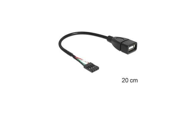 USB 2.0 Kabel, 4 Pin Header > USB-A Buchse (schwarz, 20cm)