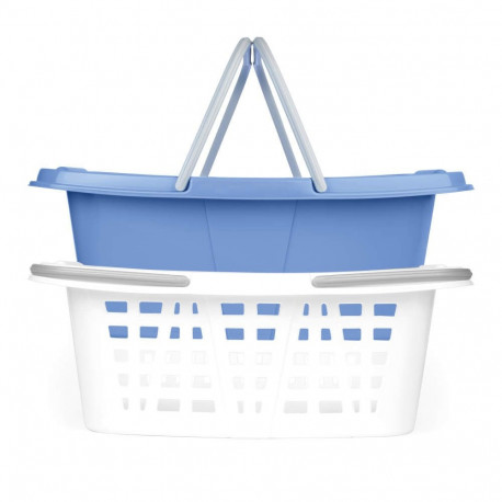 Beldray LA030450CRNFPEU7  Set Of Two Laundry Baskets 2 x 26L, White/Blue