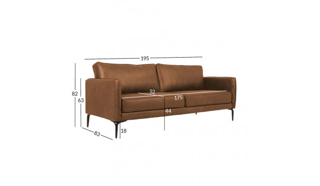 Sofa SOFIA 3-seater, brown