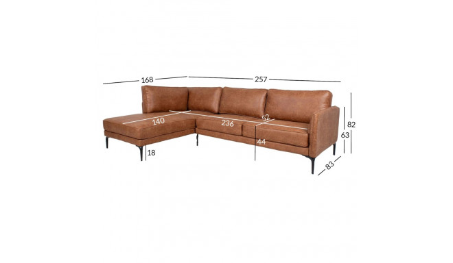 Nurgadiivan SOFIA VN 257x168/83xH82cm, pruun