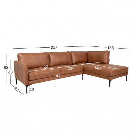 Nurgadiivan SOFIA PN 257x83/168xH82cm, pruun