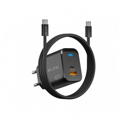seinalaadija USB-A USB-C PD 45W koos kaabliga