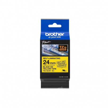 BROTHER TZESL651 24 MM BLACK ON YELLOW SELF LAMINATE