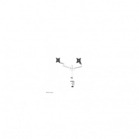 NEOMOUNTS SCREEN DESK MOUNT FOR TWO MONITORS, WHITE (CLAMP+GROMMET)