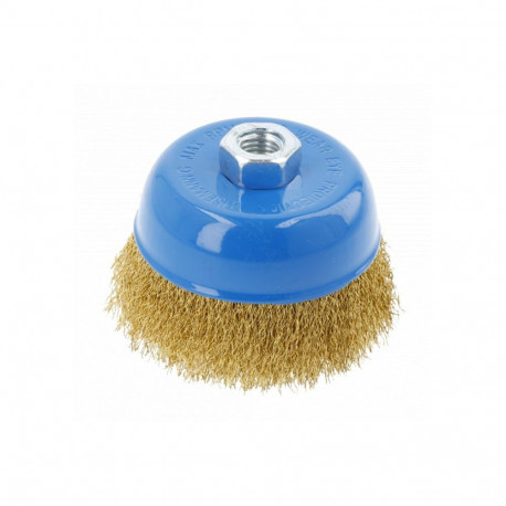 Hogert Disc Brush 100 mm HT7D732, 0.3 mm, M14, 12500 RPM, brass wire, for angle grinders