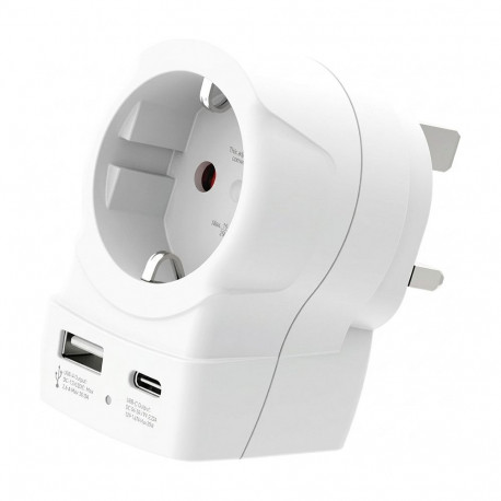 SKROSS Euroopa–UK pistikadapter AC20PD USB, valge