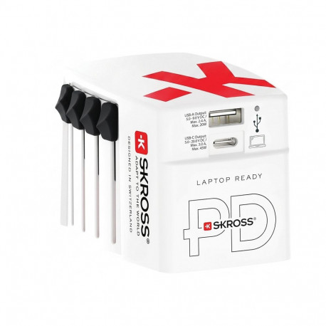 SKROSS USB-laadija AC45PD koos USB-C-kaabliga, valge