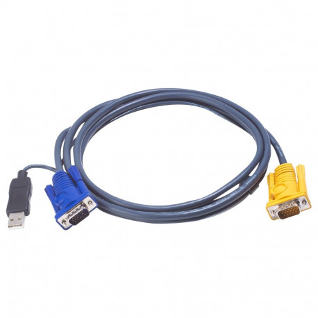 "ATEN 2L-5203UP KVM-Kabel VGA USB mit eingebautem PS/2-USB-Konverter schwarz 3m"