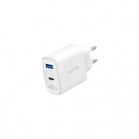 LogiLink laadija GaN 45W USB-C/USB, valge