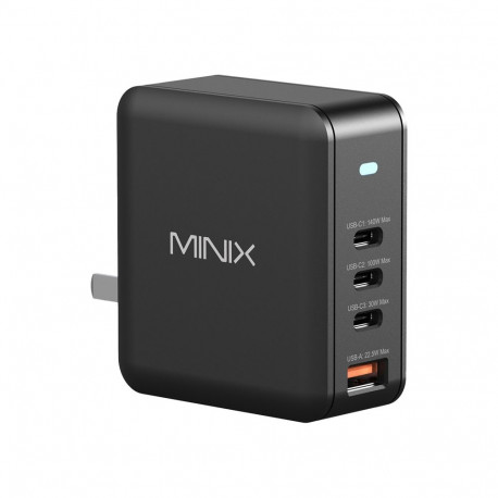 Charger - Minix P165 GaN Wall Charger 165 W, 3x USB-C, 1x USB-A, Black