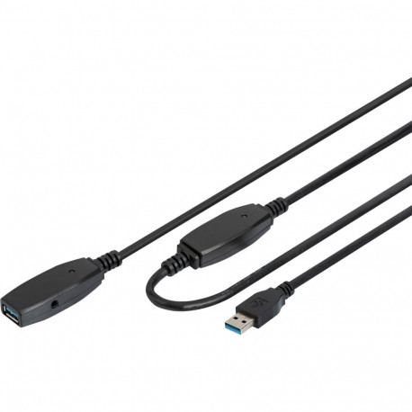 Aktives USB 3.2 Gen 1 Verlängerungskabel, 20 Meter (schwarz, Repeater Kabel)