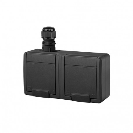SOCKET 5045-67 2PLACE IP65 AQUANT BLACK