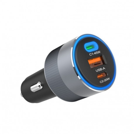 Forcell Car charger Forcell F-Energy Alu 2 x USB C + USB A QC4.0 PD SFC2.0 4,5A 65W gray