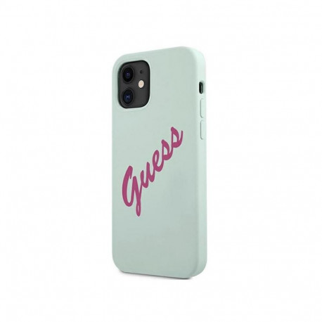 Guess Apple iPhone 12 Mini 5.4'' Vintage Fuschia Script Cover Blue