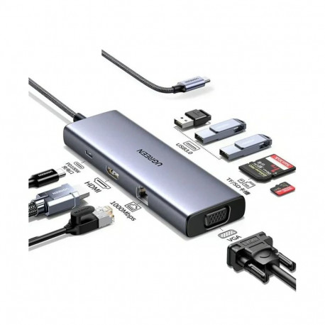 Dokkimisjaam 7in1 USB-C - USB-A 3.0, USB-C 3.0, HDMI, VGA PD CM498 UGREEN