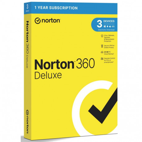 NORTON 360 Deluxe antivirus, 3 PCs, 1 year