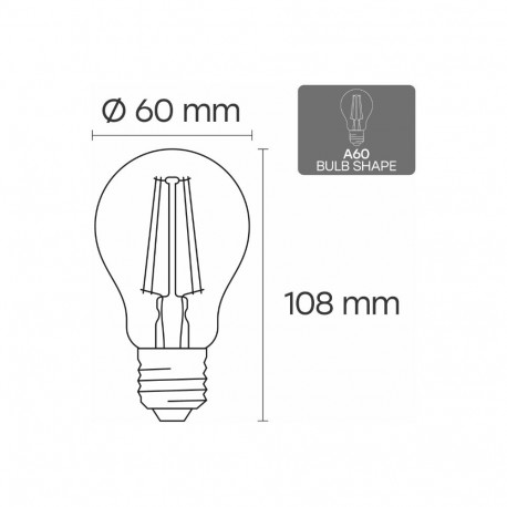 Visional LED Dimmable filament bulb E27, A60, 8W, 1040lm, 3000K, 360°