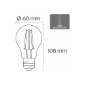 Visional LED Dimmable filament bulb E27, A60, 8W, 1040lm, 3000K, 360°