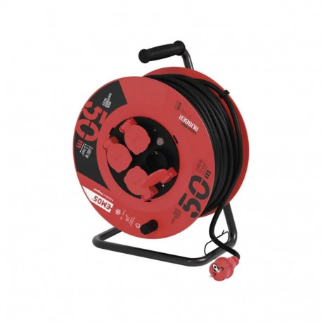Cable Reel (rubber) - 4 sockets 50m, 1,5mm, SCHUKO