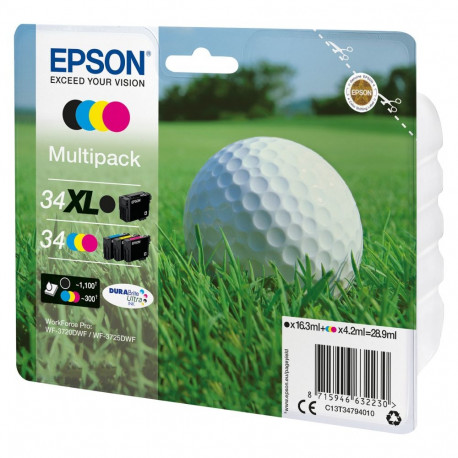 Epson tindikassettide komplekt 34 4tk, must, kollane, tsüaan, magenta