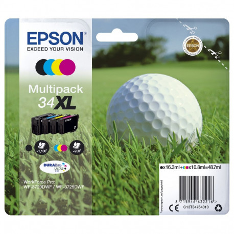 Epson 34 tindi 4-pakk must + värviline T3466