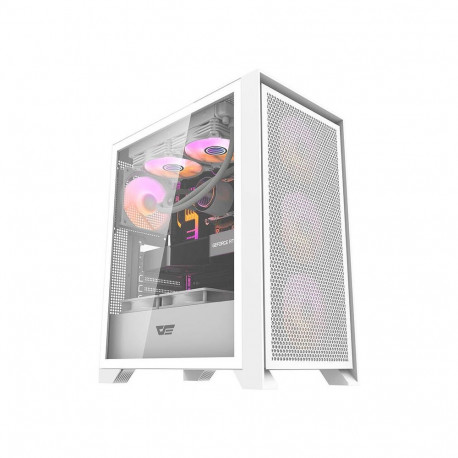 Computer Case - Darkflash DRX70 MESH, Tempered Glass, 4 RGB Fans, White