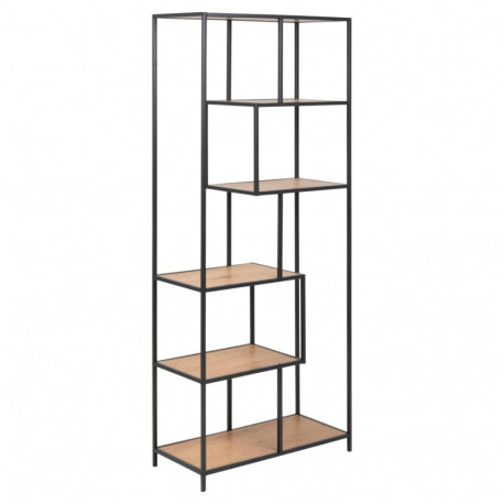 Riiul SEAFORD 77x35x185 cm, looduslik/must