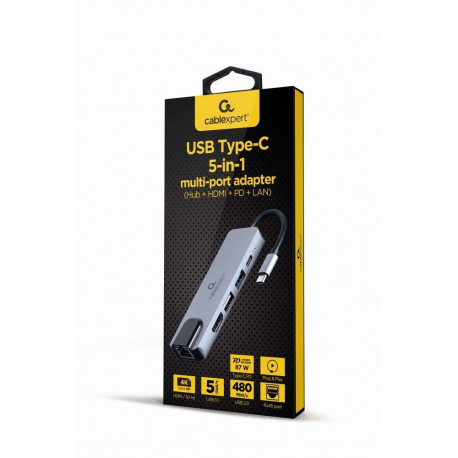 I/O ADAPTER USB-C TO HDMI/USB3/5IN1 A-CM-COMBO5-04 GEMBIRD