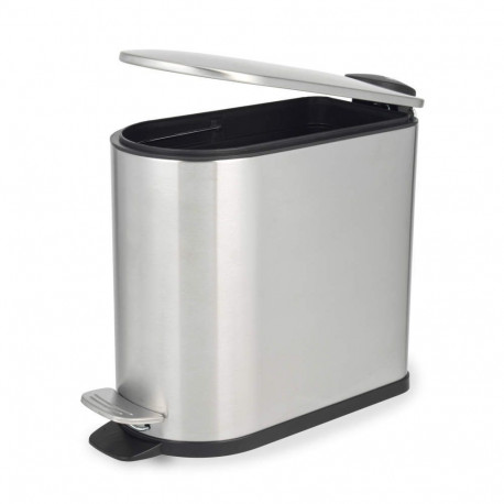 Beldray LA036683SSPEU7 Slimline D-Shaped Pedal Bin  5-Litre, Silver