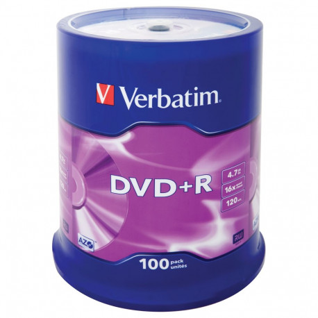 Verbatim DVD+R 1x100 4,7GB 16x kiirus, matt hõbedane