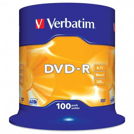 Verbatim dvd-r 4,7GB 16x 1x100, matt hõbedane