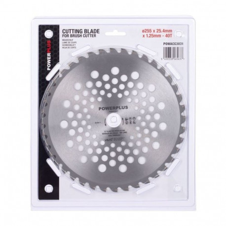Griešanas asmens Ø 255x25,4mm 40T zāles pļāvējam, POWERPLUS, POWACG3031, 2,1mm griezuma platums