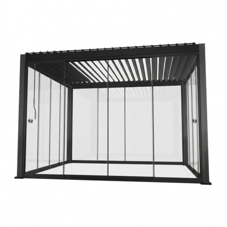 Varikatus MIRADOR-111 3x3m klaasist lükandseintega, tumehall