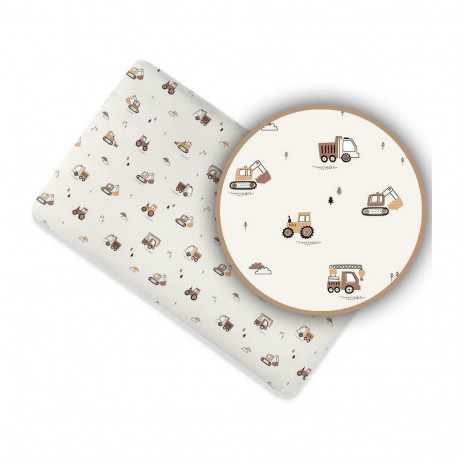 Ankras bed sheet with elastic band 120x60 beige construction machines