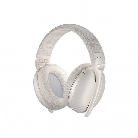 Headphones - AULA S6 Gaming Headset With Noise-Canceling Mic, 22H Battery Life, Wireless Champagne