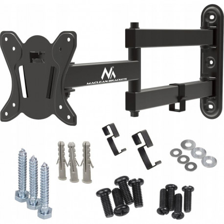 Maclean MC-417 Full Motion TV Monitor Wall Mount 13-32" 30kg max. VESA 100x100 Black Powder Coated U