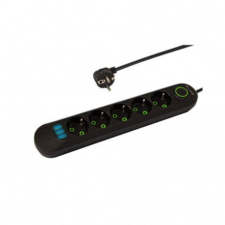 98-227# Przedłużacz sieciowy ps-530 5-gniazd 3xusb 3m czarny 3x1mm