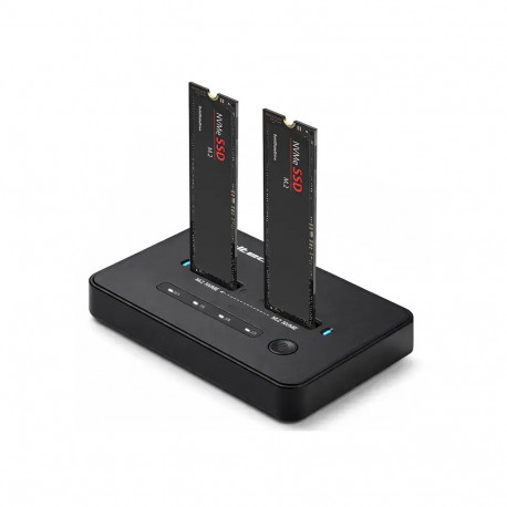 Qoltec M.2 NVMe SSD dokkimisjaam | PCIe | USB-C | 20 Gb/s | DUAL 2 x 8TB | Võrguühenduseta kloonimin